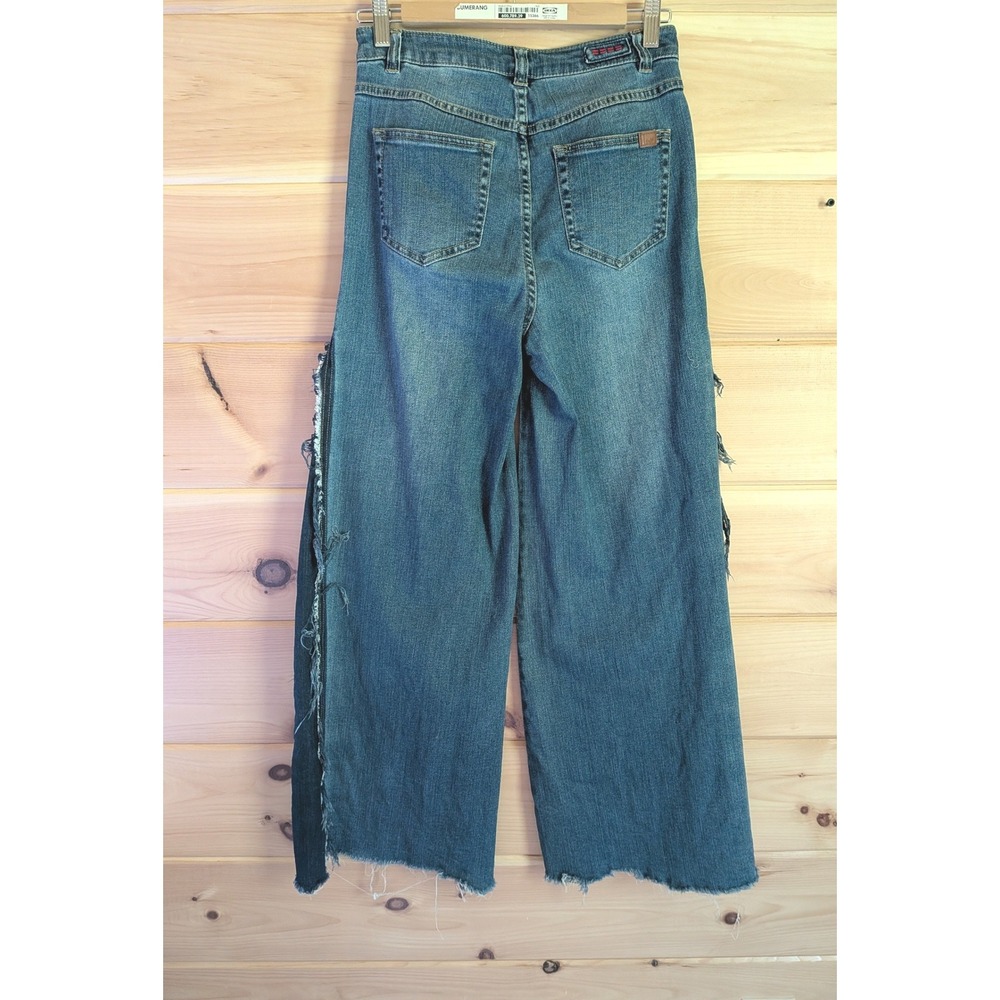 Peace Love World Wide Leg Jeans 0 Boho Distressed Streetwear Frayed Edgy Hippie - Picture 6 of 13